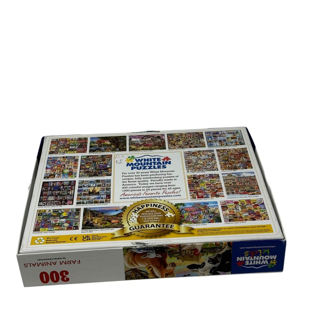 White Mountain Kids Farm Animals 300 Piece Puzzle Adrian Chesterman Complete - Picture 9 of 14